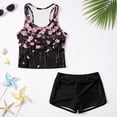 thumbnail image 5 of COEQINE Girls Two Piece Tankini Swimsuit Racerback Bathing Suit with Chest Pad, Summer Hawaiian Swimwear with Boyshort for Kids 6-7 Years, for Water Play, Cherry Blossom Black, 5 of 8