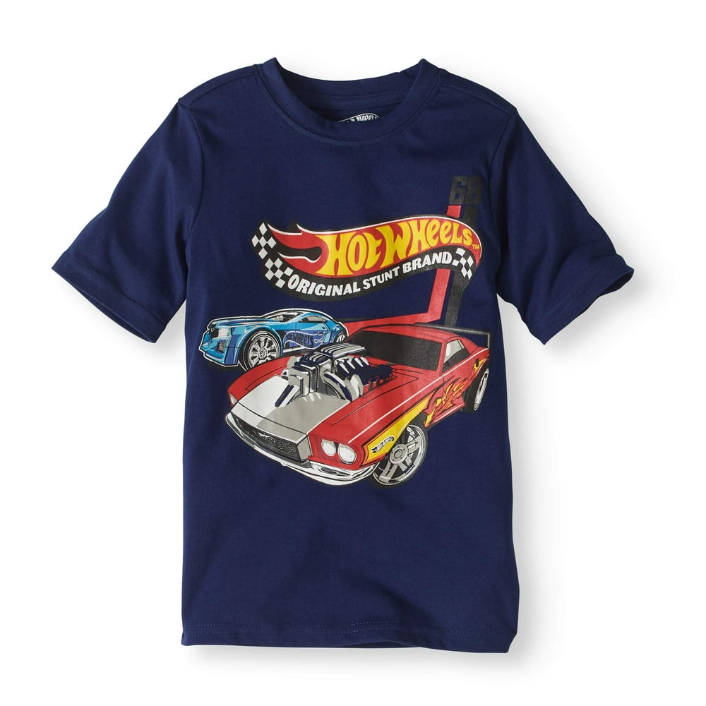 Hot Wheels - Boys' Original Stunt Brand Graphic T-Shirt - Walmart.com ...