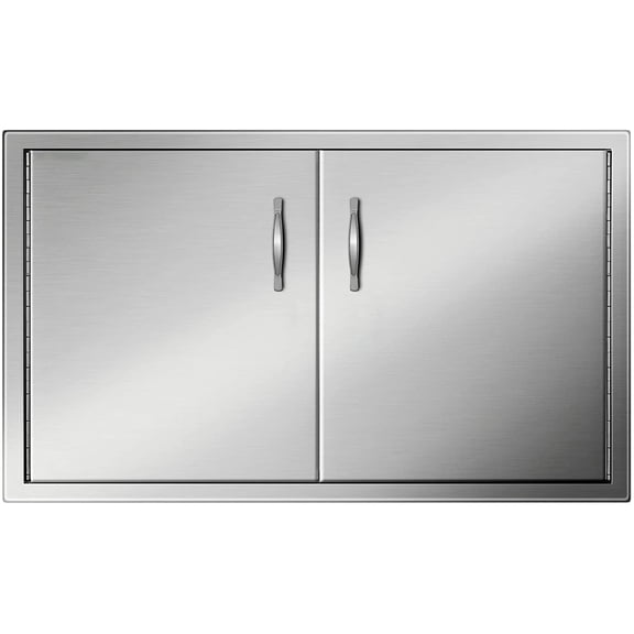 VEVOR Outdoor Kitchen Access 34" x 19" Wall Construction Stainless Steel Flush Mount for BBQ Island, 34inch x 19inch, Double Door