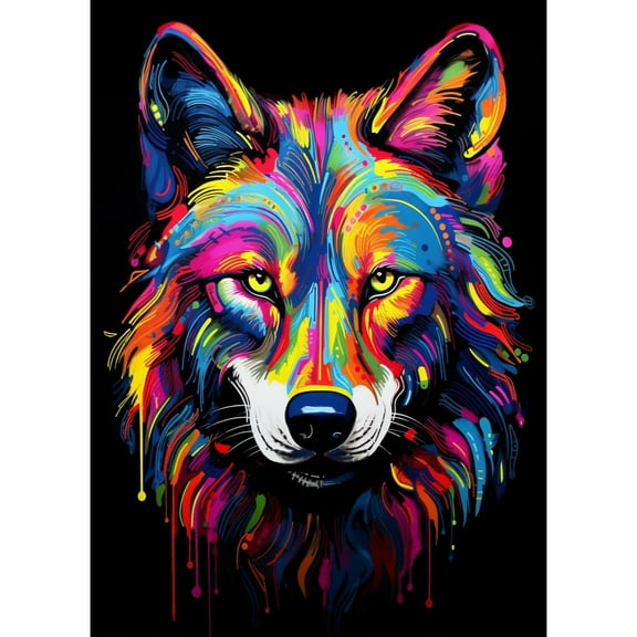 Liquid Colorful Wolf 5D Diamond Art DIY Paint with Full Drill Round Diamond Gems Painting by Number Kits for Adults Art Craft Home Wall Decor 11.8x15.8inch