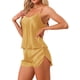 thumbnail image 4 of Conjuntos de pijamas de satén para mujer INSPIRE CHIC, top de tirantes con pantalones cortos, 2 piezas, ropa de dormir, conjunto de pijama de seda XL dorado, 4 of 6