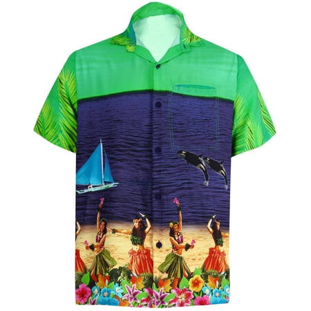 Cashmere Button Front - HAPPY BAY Men's Beach button down Hawaiian Men's Front Pocket Aloha Hawaiian Tropical ShirtNAVY_W556