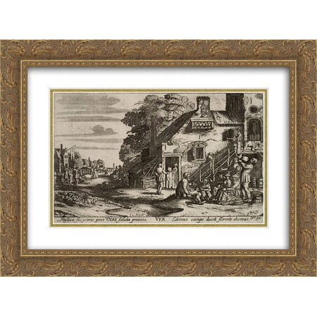 Esaias van de Velde 2x Matted 24x20 Gold Ornate Framed Art Print 'Spring'