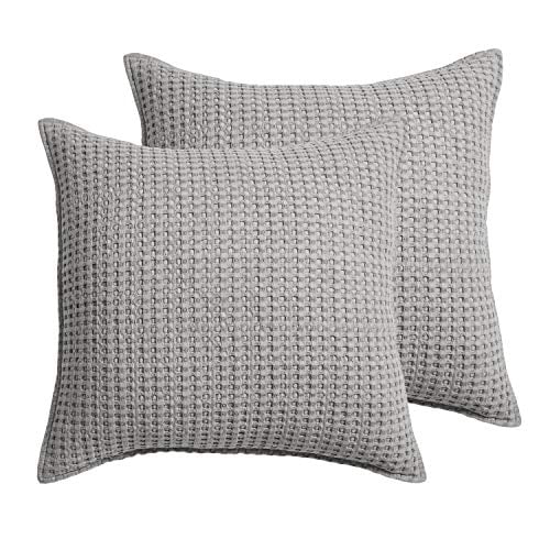Levtex Home Mills Waffle Euro Sham Set Of Two Grey Sham Size 26 X 26in Walmart Com Walmart Com