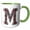 Green/White, variant on 3drose, Pretty Image of Ruby Jeweled Monogram Letter M, 15oz Two-tone Red Mug