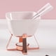 thumbnail image 4 of Bewildely Juego de fondue con base para olla caliente, taza de cerámica para queso y chocolate, 2 tenedores. Juego de chocolate y queso. Cocina y Comedor morado + oro rosa, 4 of 6