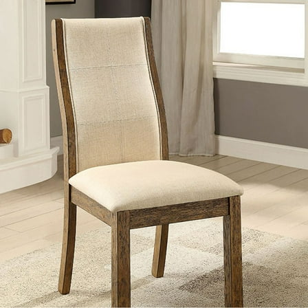Onway Contemporary Side Chair, Oak & Beige, Set of 2- Saltoro Sherpi
