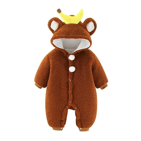 

2023 Casual Children Jackets Coat Boys Girls Long Sleeve Winter Hooded Cartoon Romper Fleece Coat Warm Jumpsuit
