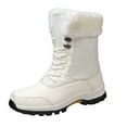 thumbnail image 6 of Hiking Snow Boots for Women Waterproof High Top Lace up Thickened Warm Plush Lace up Winter Outdoor Antislip Mid Calf Booties White Size 9, 6 of 6