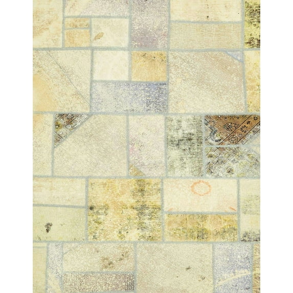 Ahgly Company Indoor Rectangle Abstract Golden Blonde Gold Patchwork Area Rugs, 4' x 6'