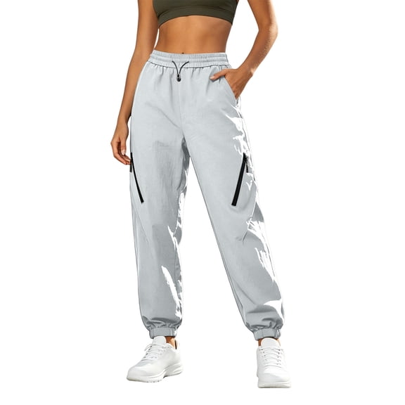 Women's Cargo Pants with Pockets Drawstring Elastic High Waist Windproof Waterproof Outdoor Hiking Sport Pants XXL