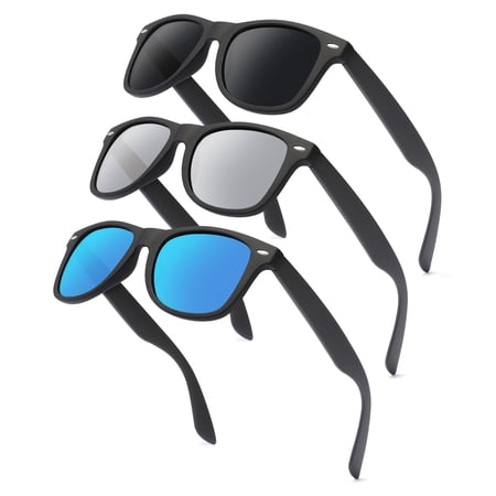 Carefully Square Sunglasses for Men and Women Sunglasses for Fishing Offering UV Protection (3 Pack)