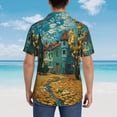 thumbnail image 4 of Sikiie Impressionist Village Sky Print Men's Hawaiian Shirt, Summer Beach Button Pocket Short Sleeve T-Shirt,Medium, 4 of 7