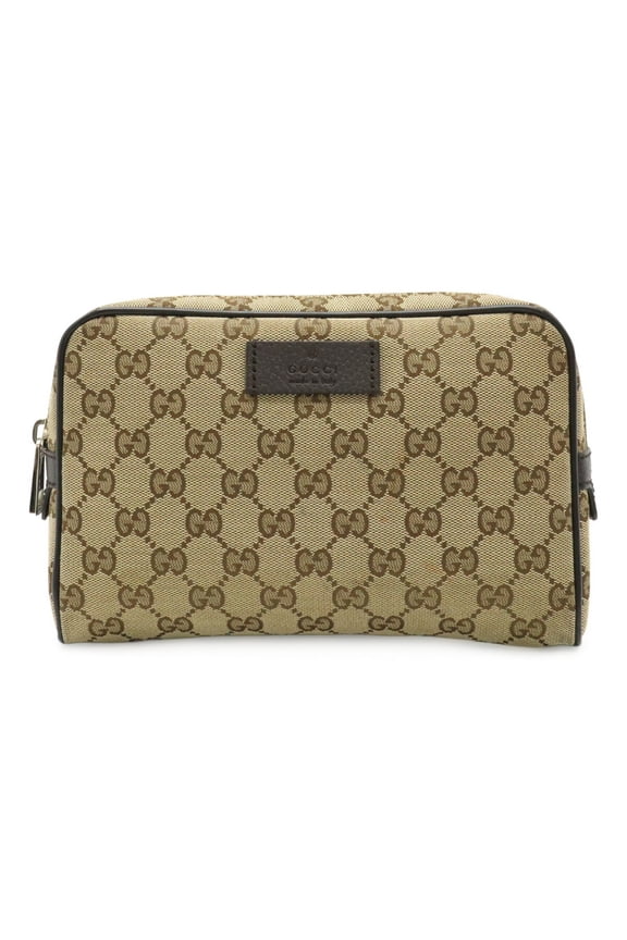 Pre-Owned GUCCI GG Canvas Waist Bag/Body Bag/Fan Pouch in Leather (Beige, Dark Brown, Brown)...