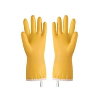 Hxlamzoo 1 Pair Thickened Fleece-Lined Dishwashing Gloves with Hanging Loop - Cold & Heat Resistant PVC Rubber Cleaning Gloves for Household, Kitchen, Winter Use (Yellow)
