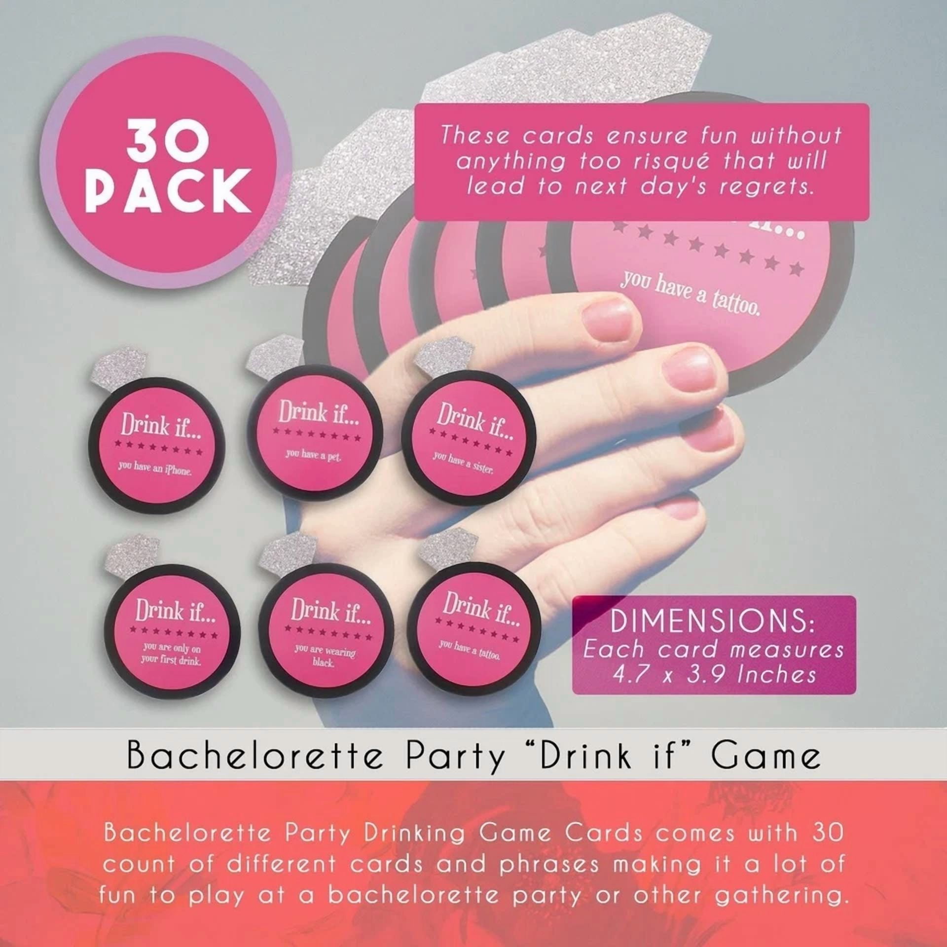 BUTTERFLY- 30 Pcs Black Pink Drink If Card Game - Bridal Shower Bachelorette Party Supplies