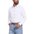 thumbnail image 4 of INSPIRE CHIC Men's Solid Color Button Down Long Sleeves Stretch Business Dress Shirt M White, 4 of 5