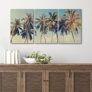 wall26 Canvas Print Wall Art Set Row of California Palm Trees & Blue Sky Nature Wilderness Photography Realism Chic Scenic Relax/Calm Multicolor for Living Room, Bedroom, Office - 24x36&quo