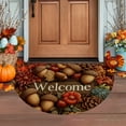 thumbnail image 4 of HomeKingdee Half Round Door Mat Soft Non Slip Semi Circle Bath Rug with TPR Backing,Thanksgiving Fall Sunflower Pumpkin On Plaid Welcome Doormat Entryway Rugs, 4 of 6