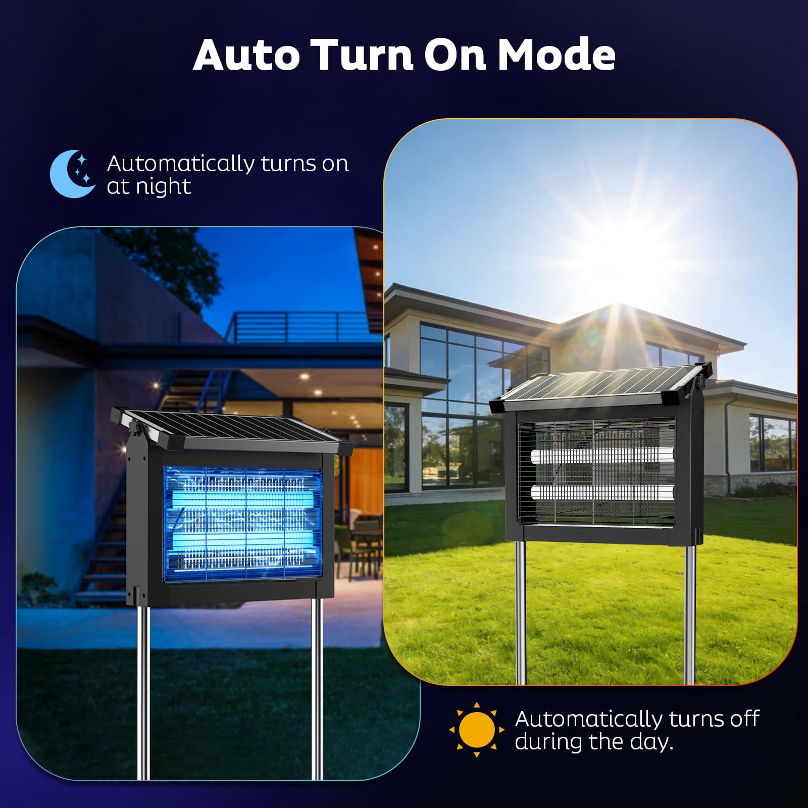 Solar Zapper Outdoor  Mosquito Waterproof Electric Fly Rechargeable Killer Lamp With 10w Panel 4500v Cordless For Backyard Patio Garden Rv Camping