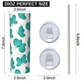 thumbnail image 3 of Butterfly 20 Oz Stainless Steel Skinny Tumbler – Vacuum Insulated Slim Travel Cup with Lid & Stainless Steel Straw, 360° Full Wrap Printed Tumbler for Home, Office & Outdoor Use, Spring, 3 of 6