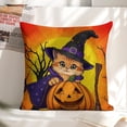 thumbnail image 6 of Halloween Cat Witch Pumpkin Linen toss pillowcase decoration pillowcase gifting preferred 18x18 inch cushion cover 2 sets sofa pillowcase sofa bedroom living room car, 6 of 8