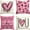 Pink, variant on I Love U XOXO Valentine Hearts Throw Pillow Covers, 16 x 16 Inch Love Wedding Cushion Case Decoration for Sofa Couch Set of 4