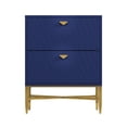 thumbnail image 6 of Boyel Living Nightstand with 2 Drawers, Modern X-shaped Leg Night Stand Ripple-Like Surface Wood Bedside Table for Living Room Bedroom,Blue, 6 of 8