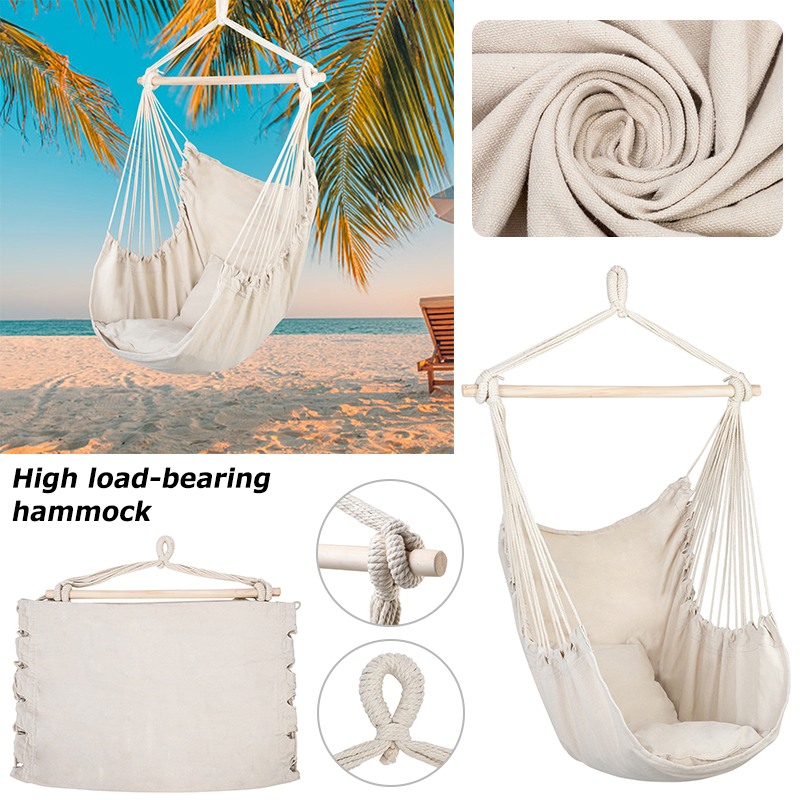 Amerteer Hanging Rope Hammock Chair Swing Seat, Large Brazilian Hammock Net Chair Porch Chair