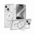 thumbnail image 1 of Chenchen Compatible with iPhone 14 Case with Invisible Magnetic Ring Stand [Compatible with Mag-Safe] [Full Camera Lens Protector] Plating Clear Phone Case for iPhone 14 6.1", Silver, 1 of 1