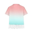 thumbnail image 4 of Jalioing Girls Summer Shirt Short Sleeve Crew Neck Fashion Blouse Tops Flowy Lace Trim Tunic Tops Kids Clothes, 4 of 4