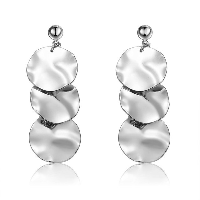 Fashion Accessory Euramerican Style Three Round Pattern Alloy Dangle Drop Earrings (Silver)
