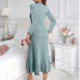 thumbnail image 6 of Bxsruta Womens Long Sleeve Midi Dress Ribbed Crew Neck Casual Pleated Dresses for Women, 6 of 6