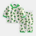 thumbnail image 2 of XZNPDUCQ 2-7 T Toddler Girls Outfits Shorts Sleeve Summer Beach T Shirts + Shorts Clothing Set Casual Elastic Shorts Summer 2Pcs T Shorts Set Dailywear Green，3-4 Years, 2 of 3
