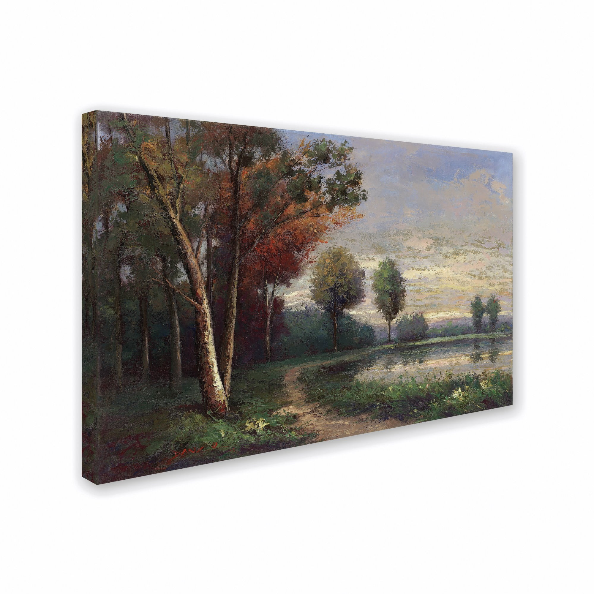 Trademark Fine Art "Landscape with a Lake" Canvas Art by Daniel Moises