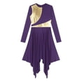 thumbnail image 5 of Fldy Ladies Metallic Color Block Liturgical Praise Dance Dress Maxi Robe Church Worship Dancewear Dark Purple M, 5 of 7