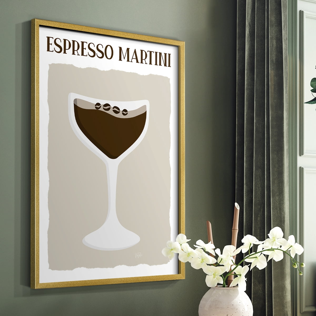 Espresso Martini in Paper Solid Wood 22 x 28 Framed Print