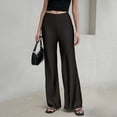 thumbnail image 2 of TFEOQRY Womens Satin Pants High Waist Solid Color Silky Drapey Straight Wide Leg Pants, 2 of 6
