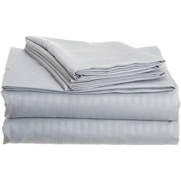 Egyptian Cotton Queen Sleeper Sofa Bed Sheet Set 62"x74"x6" Silver Grey Striped
