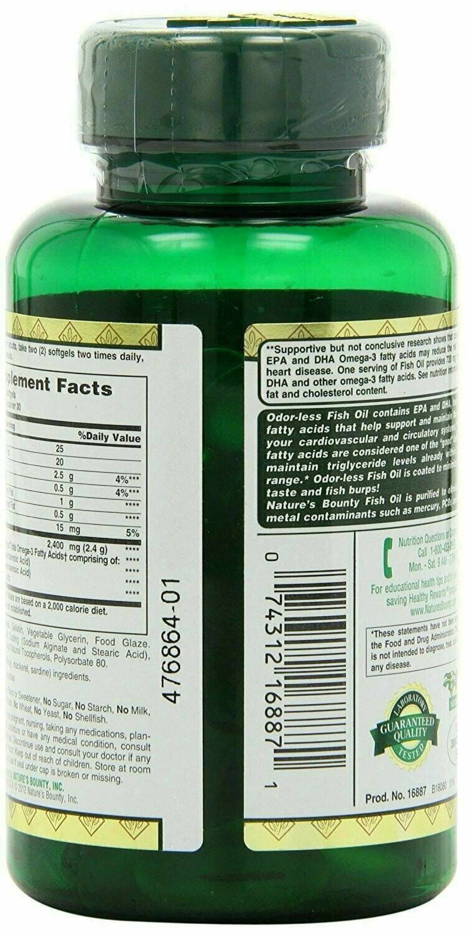 4 Pack - Nature's Bounty Fish Oil 1200 mg Omega-3 and Omega-6, 60 Each