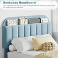 thumbnail image 6 of Upholstered FULL Platform Bed, FULL Size Bed Frame with Storage Underneath and Headboard, Wood Platform Bed for Bedroom (Blue), 6 of 9