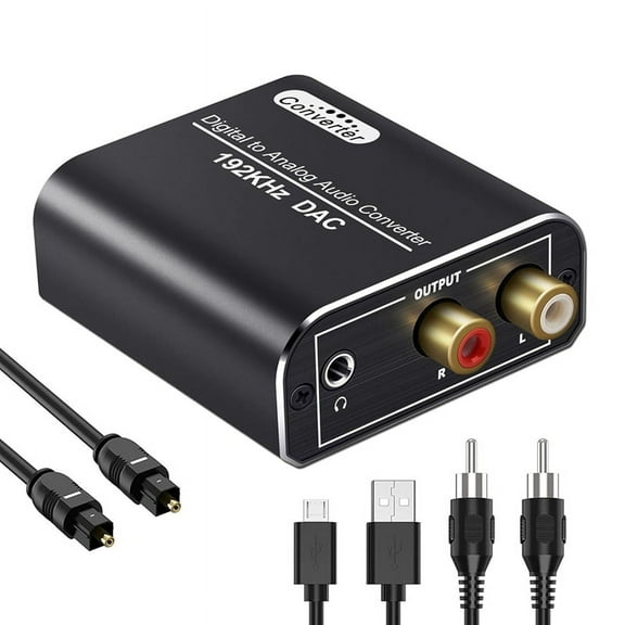 Digital to Analog Audio Converter,192kHz Digital Coaxial and Optical with Optical Cable for HDTV Home Cinema Systems