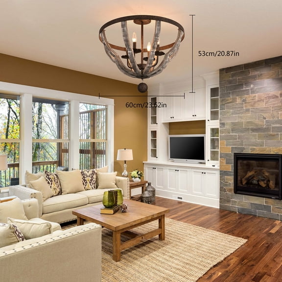 4-Light Rustic Farmhouse Chandelier Light Pendant Lighting Fixture for Kitchen