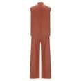 thumbnail image 4 of CHUMUD Petite Womens Matching Sets 2 Piece Summer Outfits Sleeveless High Neck Tank Tops & Wide Leg Pants Trousers Casual Going Out, 4 of 8