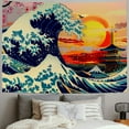 thumbnail image 2 of BCIIG Wave Sunset Pagoda Tapestry Wall Hanging Unique Style for Home Decor, Graphic Tapestries for Living Room Bedroom Dorm, 4 Sizes Available 40x30inch, 2 of 6