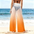 thumbnail image 7 of OGLCCG Women's Cover Up Pants See Through Sheer Mesh Chiffon Boho Beach Pants Gradient Color Wide Leg Flowy Long Palazzo Pant,XL, 7 of 7