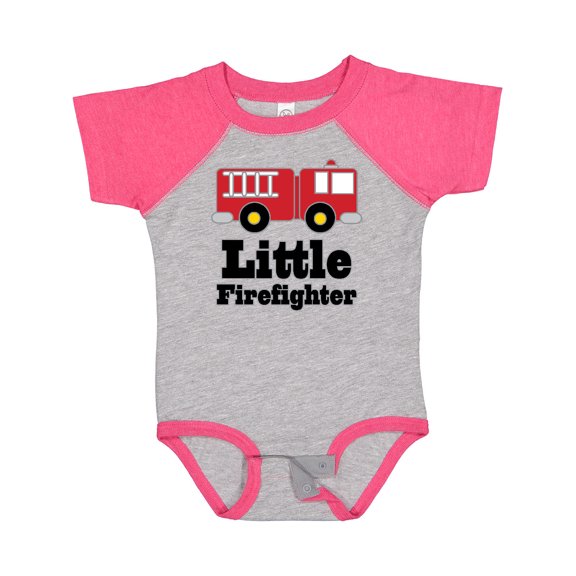 Inktastic Little Firefighter Fire Engine Boys or Girls Baby Bodysuit