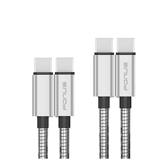 Fast Charge 3ft and 6ft Long Metal PD USB-C Cables for Samsung Galaxy A05/A04e/A03s - TYPE-C to TYPE-C Cord Power Wire