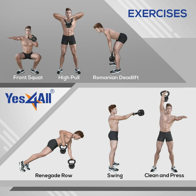 Yes4All 60 lbs Kettlebell Cast Iron Kettlebell Weights Single