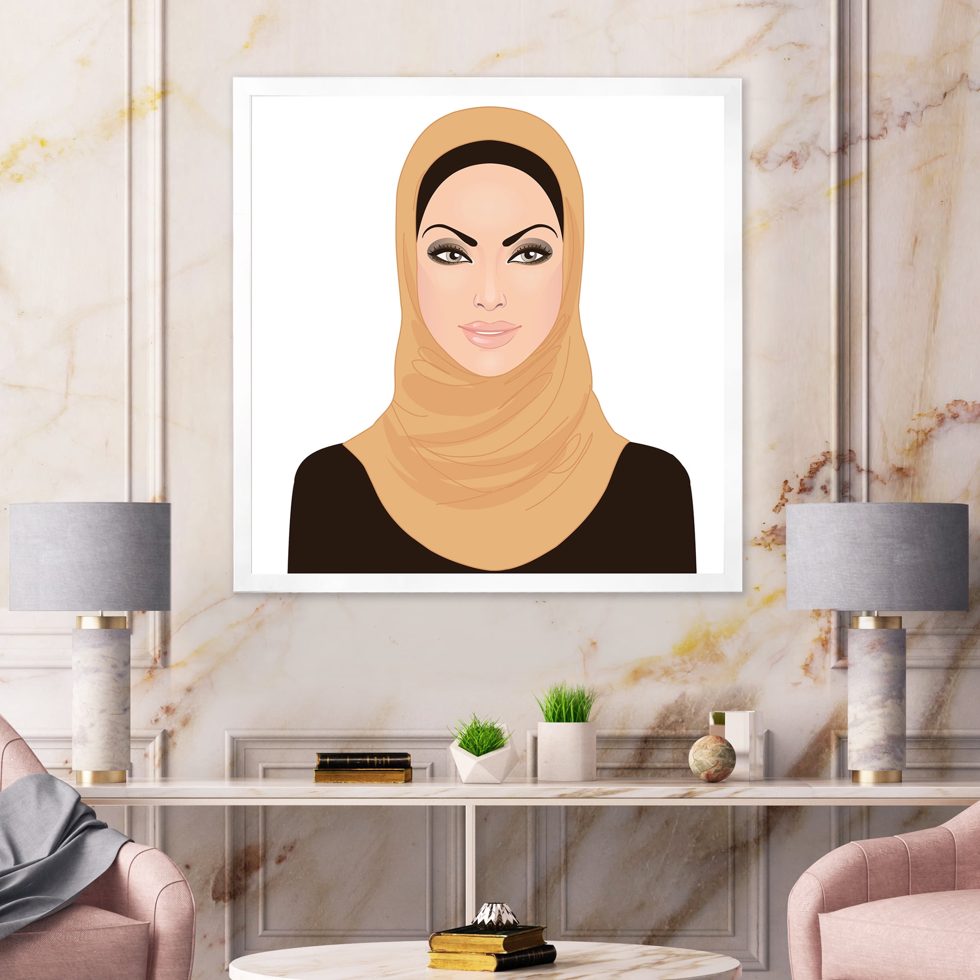 Designart 'Portrait of Muslim Girl In Traditional Hijab' Modern Framed Art Print